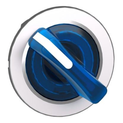 Picture of Head for illuminated selector switch, Harmony XB4, metal, blue handle, 30mm, universal LED, 2 positions, stay put