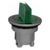 Picture of Head for illuminated selector switch, Harmony XB4, metal, green handle, flush mounted, 30mm, universal LED, 3 positions
