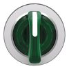 Picture of Head for illuminated selector switch, Harmony XB4, metal, green handle, flush mounted, 30mm, universal LED, 3 positions