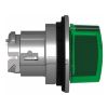 Picture of Head for illuminated selector switch, Harmony XB4, metal, green handle, flush mounted, 30mm, universal LED, 3 positions