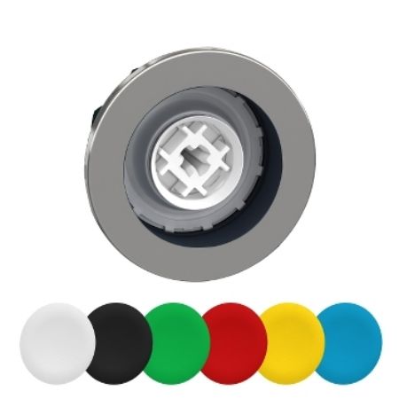Picture of Head for illuminated push button, Harmony XB4, metal, set of 6 colours, flush caps, 30mm, spring return, unmarked