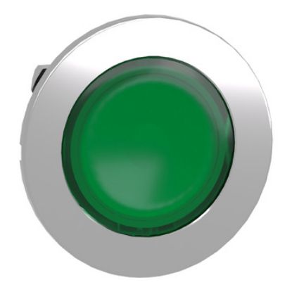 Picture of Head for pilot light, Harmony XB4, flush mounted, green, 30mm, with plain lens, universal LED