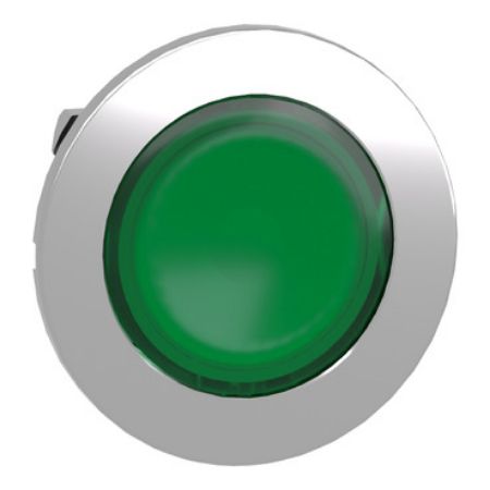 Picture of Head for pilot light, Harmony XB4, flush mounted, green, 30mm, with plain lens, universal LED