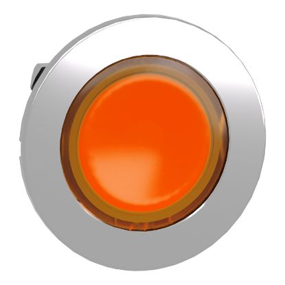 Picture of Head for pilot light, Harmony XB4, metal, orange flush mounted, 30mm, universal LED, plain lens