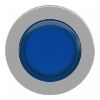 Picture of Head for illuminated push button, Harmony XB4, plastic, blue projecting, 30mm, universal LED, spring return, plain lens