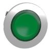 Picture of Head for illuminated push button, Harmony XB4, metal, green flush, 30mm, spring return, universal LED, unmarked
