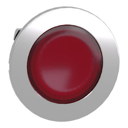 Picture of Head for illuminated push button, Harmony XB4, metal, red flush, 30mm, spring return, universal LED, unmarked