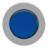 Picture of Head for illuminated push button, Harmony XB4, metal, blue flush, 30mm, spring return, universal LED, unmarked