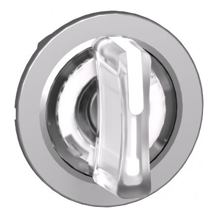 Picture of Head for illuminated selector switch, Harmony XB4, universal LED,  white handle, flush, 30mm, 3 positions, spring return