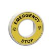 Picture of Illuminated marked legend ring, Harmony XB5, 60mm, plastic, yellow, red fixed integral LED, marked EMERGENCY STOP, 230...240V AC