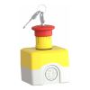 Picture of Complete control station, Harmony XALK, XALD, plastic, yellow lid, 1 red mushroom push button 40mm, key release, 2NC