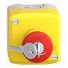 Picture of Complete control station, Harmony XALK, XALD, plastic, yellow lid, 1 red mushroom push button 40mm, key release, 2NC