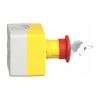 Picture of Complete control station, Harmony XALK, XALD, plastic, yellow lid, 1 red mushroom push button 40mm, key release, 2NC