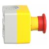 Picture of Control station, Harmony XALD, XALK, plastic, yellow, 1 red mushroom head push button 40mm, emergency stop turn to release, 1NO + 1 NC, unmarked