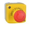 Picture of Complete control station, Harmony XALD, XALK, plastic, yellow lid, 1 red mushroom push button 40mm, turn to release, 2NC