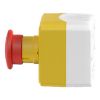 Picture of Complete control station, Harmony XALD, XALK, plastic, yellow lid, 1 red mushroom push button 40mm, turn to release, 2NC