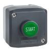 Picture of Harmony XALD XALK, Control station, plastic, dark grey lid, 1 green flush push button Ø22, spring return, marked START, 1 NO