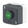 Picture of Harmony XALD XALK, Control station, plastic, dark grey lid, 1 green flush push button Ø22, spring return, marked START, 1 NO