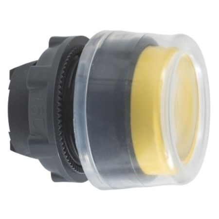 Picture of Head for non illuminated push button, Harmony XB5, plastic, projecting, yellow, 22mm, spring return, booted, unmarked