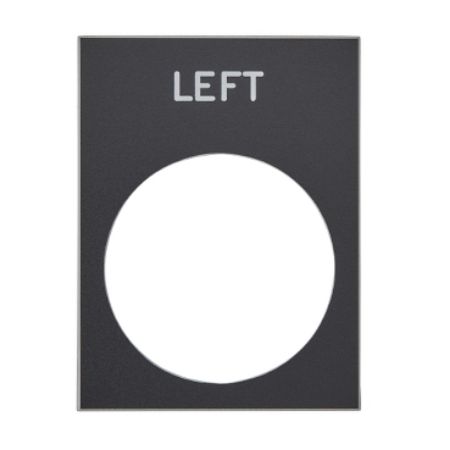 Picture of Marked legend, Harmony XAC, nameplate, 30 x 40mm, plastic, black, 22mm push button, white marked LEFT