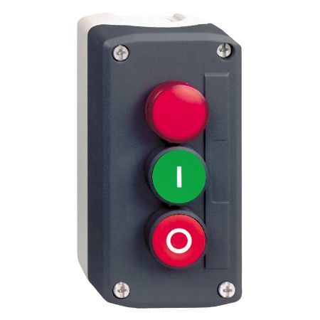 Picture of Harmony XALD XALK, Control station, plastic, dark grey, 1 red pilot light/1 green flush I/1 red flush O push buttons, Ø22 , spring return