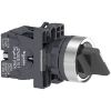 Picture of Complete selector switch, Easy Harmony XA2, plastic, black, 22mm, 3 positions, spring return to center, 2NO