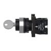Picture of Complete selector switch, Easy Harmony XA2, plastic, black, 22mm, key 455, 2 positions, stay put, 1NO