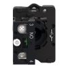 Picture of Complete selector switch, Easy Harmony XA2, plastic, black, 22mm, 2 positions, spring return from right to left, 1NO