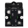 Picture of Complete selector switch, Easy Harmony XA2, plastic, black, 22mm, key 455, 2 positions, spring return from right to left, 2NO