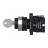 Picture of Complete selector switch, Easy Harmony XA2, plastic, black, 22mm, key 455, 2 positions, spring return from right to left, 2NO