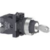 Picture of Complete selector switch, Easy Harmony XA2, plastic, black, 22mm, key 455, 3 positions, spring return to center, 2NO