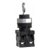 Picture of Complete selector switch, Easy Harmony XA2, plastic, black, 22mm, key 455, 3 positions, spring return to center, 2NO