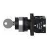 Picture of Complete selector switch, Easy Harmony XA2, plastic, black, 22mm, key 455, 3 positions, spring return to center, 2NO