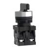Picture of Complete selector switch, Easy Harmony XA2, plastic, black, 22mm, long handle, 3 positions, spring return to center, 2NO