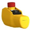Picture of Pendant control station, Harmony XAC, plastic, yellow, pistol grip, 2 booted push buttons with NO + NC, 1 emergency stop NC