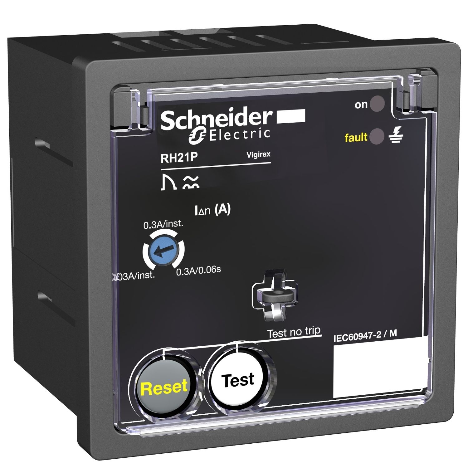 Picture of Residual current protection relay, VigiPacT Rh21P, 30mA or 300mA, 380/415VAC 50/60Hz, front panel mounting
