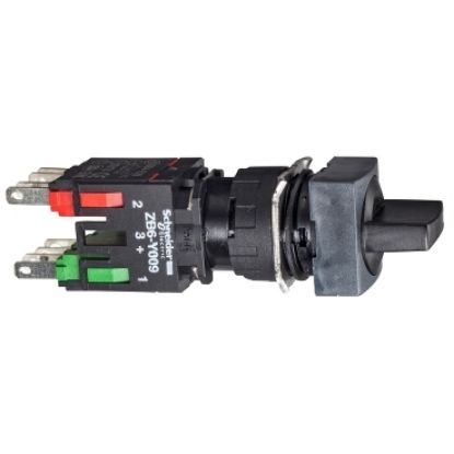 Picture of Selector switch, Harmony XB6, black square, 16mm, 2 positions, stay put, 1NO
