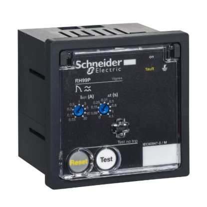 Picture of Residual current monitoring relay, VigiPacT RH99P, 30mA-30A, 12/24VAC 50/60Hz, 12/48VDC, front panel mounting