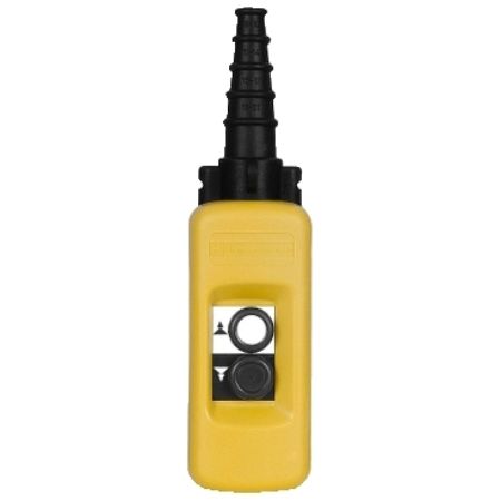Picture of Pendant control station, Harmony XAC, plastic, yellow, 2 push buttons with 2NO+1NC