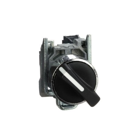 Picture of Selector switch, Harmony XB4, metal, black, 22mm, 2 positions, stay put, 1NO
