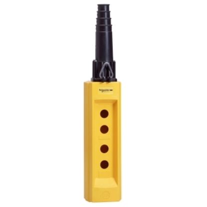 Picture of Empty pendant control station, Harmony XAC, plastic, yellow, 4 cut outs, for cable 10...22mm