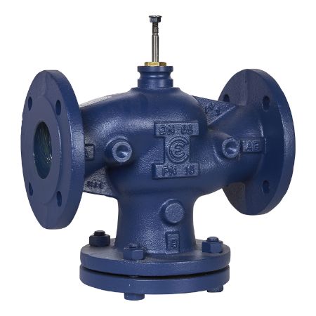 Picture of VG221F Globe Valve, 2-Way, DN65, Kvs 63 m³/h, ISO Flanged,  Brass Plug, EPDM Seals, Stem Up Closed.