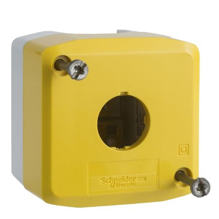 Picture of Harmony XALD XALK, Empty enclosure, plastic, yellow lid for push button 22mm, 1 cut out