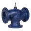 Picture of VG311F Globe Valve, 3-Way, DN100, Flanged, Kvs 130 mÂ³/h, Cast Iron Body and Seat, Brass Plug.