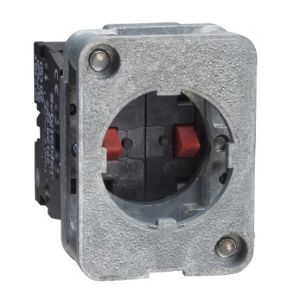 Picture of Contact block, Harmony XAC, single contact, spring return, front mounting, 40mm horizontal, 30mm vertical fixing centres, 2NC