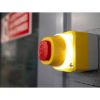Picture of Complete control station, Harmony XALD, XALK, plastic, yellow lid, 1 illuminated emergency stop, white red fixed, turn to release, 1NO 2NC, 24V AC DC