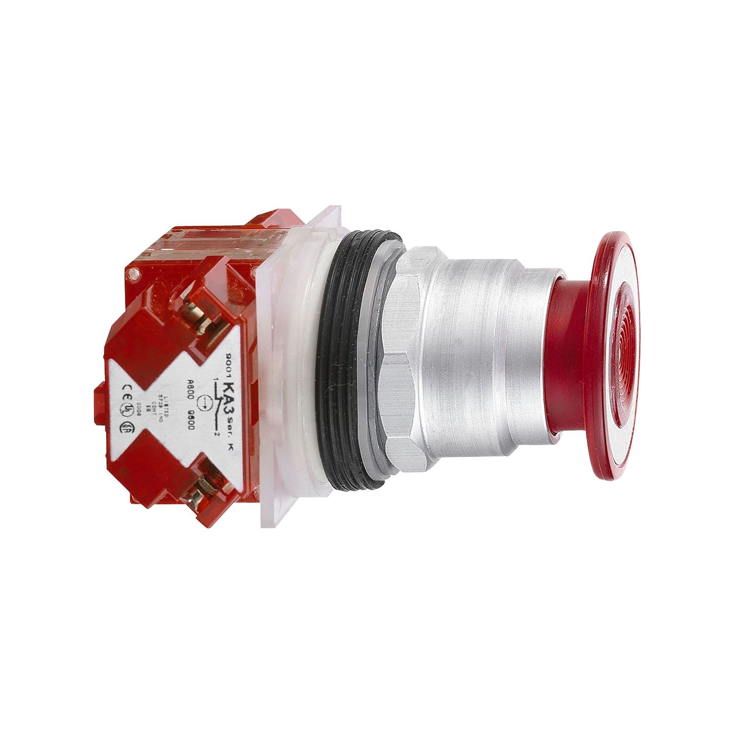 Picture of Push button, Harmony 9001K, metal, mushroom 41mm, red, 30mm, 2 positions, push pull, 1NC