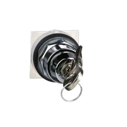 Picture of Key selector switch head, Harmony 9001K, metal, key switch, key active right left, 30mm, key E10, 2 positions, Cam E, stay put