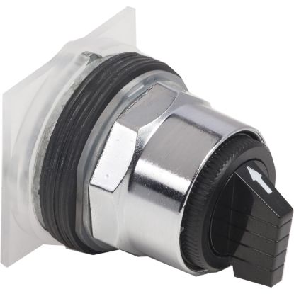 Picture of Selector switch head, Harmony 9001K, metal, standard handle, black, 30mm, 3 positions, spring return right to center