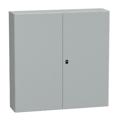 Picture of Spacial, Wall mounted steel enclosure, Spacial S3D, double plain door, with mounting plate, 1200x1200x300mm, IP55, IK10